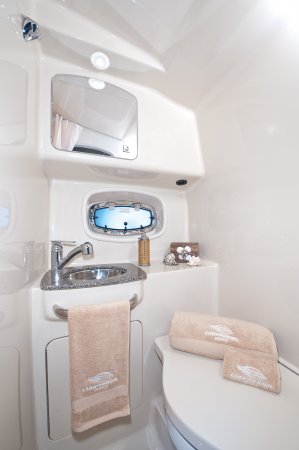 Head An Express Cruiser is one with an open cockpit. It has a full head, a galley, sleeping space. There are large open areas near the helm. It